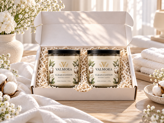 Valmora Clean Cotton Candle Set — 2-Piece Hand-Poured Scented Candles
