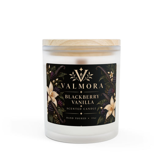 Blackberry Vanilla Soy Candle | Frosted Glass & Wooden Wick | 11oz