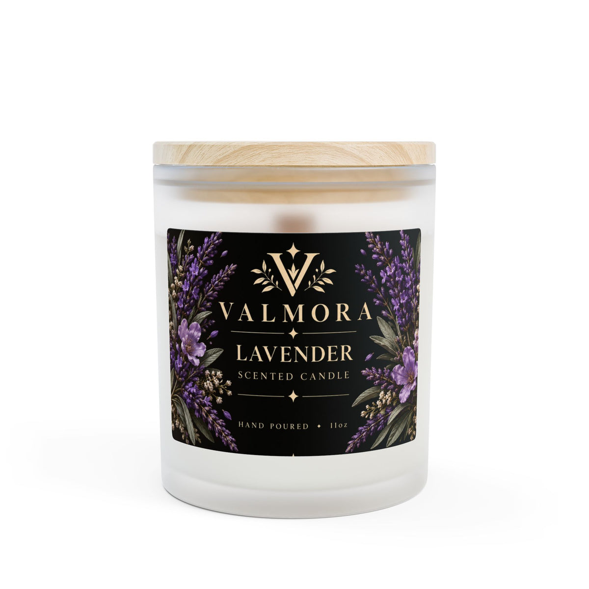 Lavender Frosted Glass Candle | Wooden Wick | 11oz