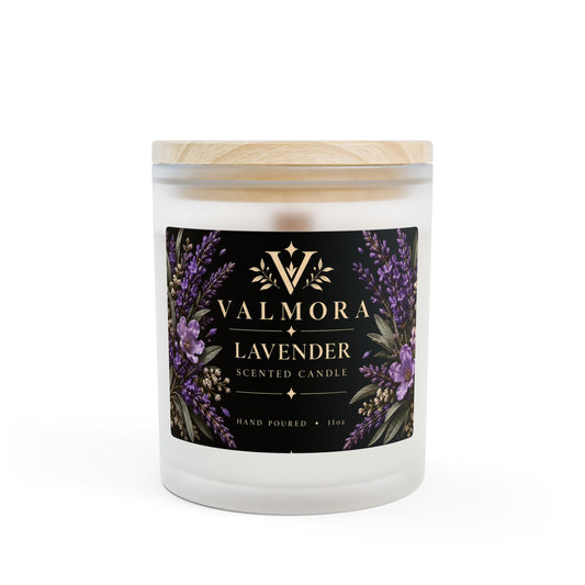 Lavender Frosted Glass Candle | Wooden Wick | 11oz