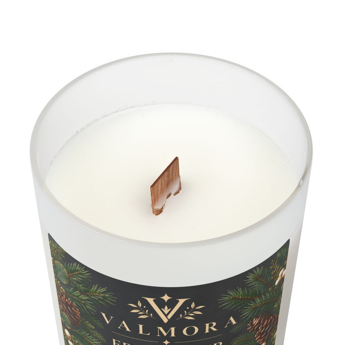 Fraser Fir Frosted Glass Candle | Wooden Wick | 11oz