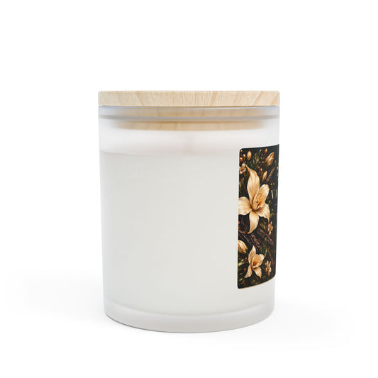 Vanilla Frosted Glass Candle | Wooden Wick | 11oz