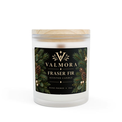 Fraser Fir Frosted Glass Candle | Wooden Wick | 11oz