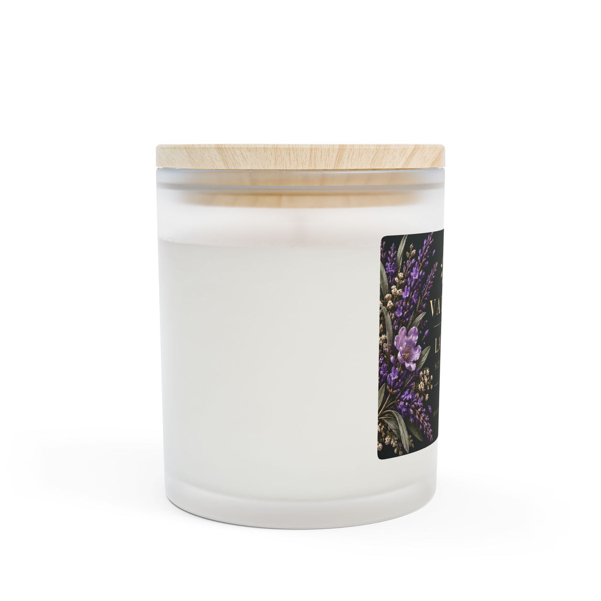 Lavender Frosted Glass Candle | Wooden Wick | 11oz