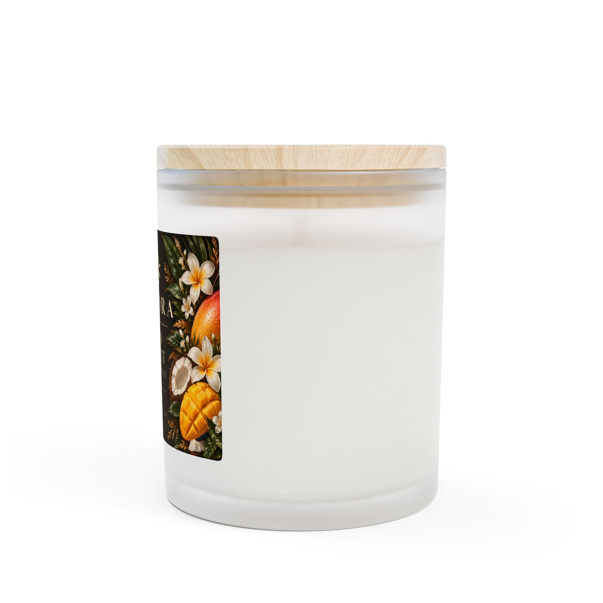 Mango Coconut Frosted Glass Candle | 11oz Wooden Wick Soy Candle
