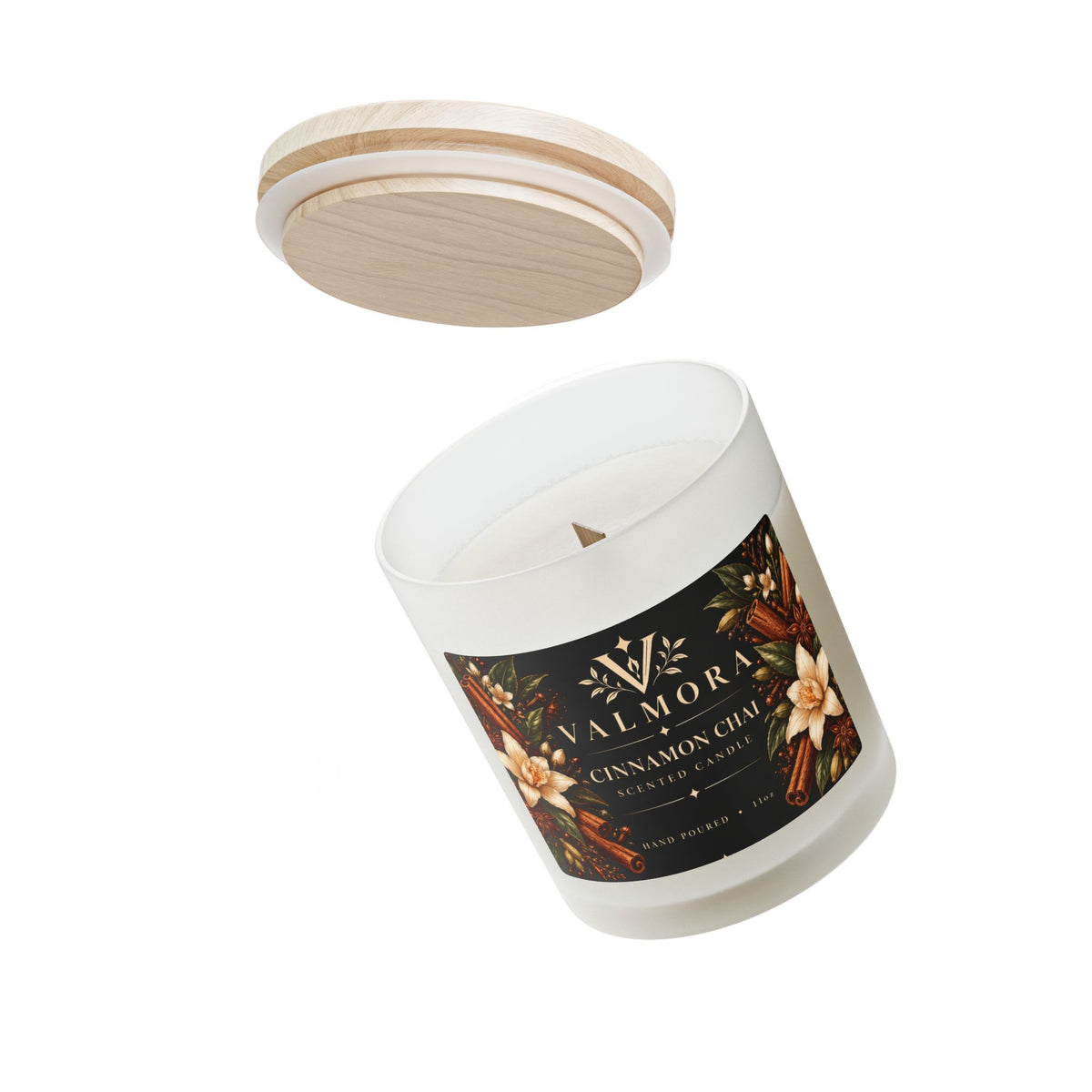 Cinnamon Chai Frosted Glass Candle | Wooden Wick | 11oz