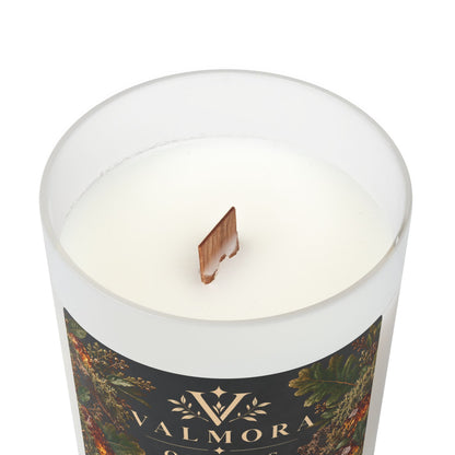 Oakmoss & Amber Frosted Glass Candle | Wooden Wick | 11oz