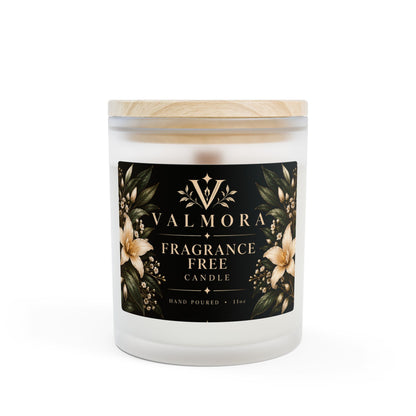 Unscented Frosted Glass Candle | Fragrance-Free & Natural | Wooden Wick | 11oz