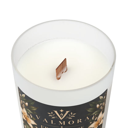 Unscented Frosted Glass Candle | Fragrance-Free & Natural | Wooden Wick | 11oz