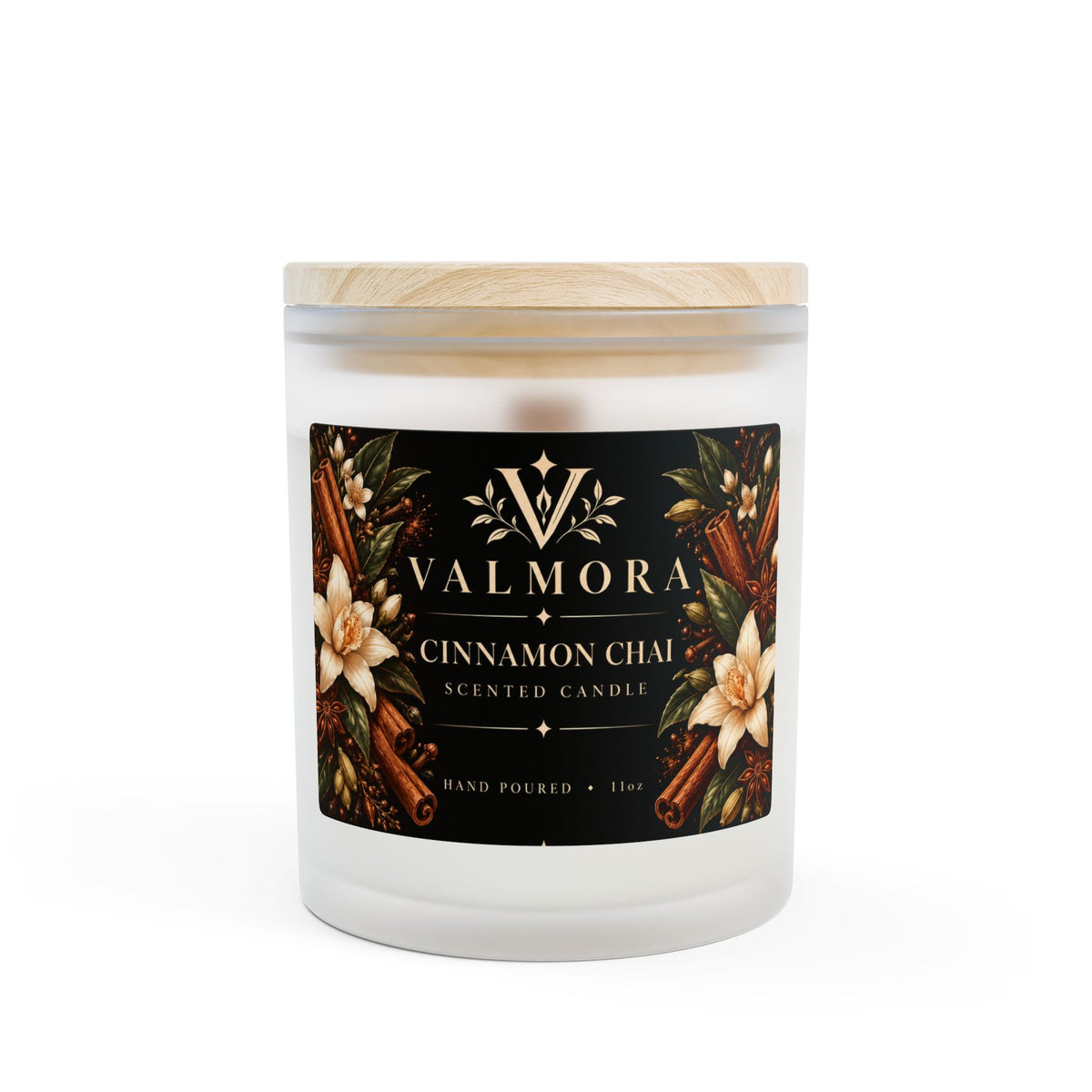 Cinnamon Chai Frosted Glass Candle | Wooden Wick | 11oz