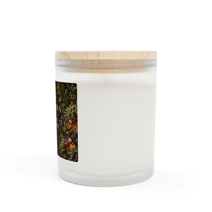 Oakmoss & Amber Frosted Glass Candle | Wooden Wick | 11oz