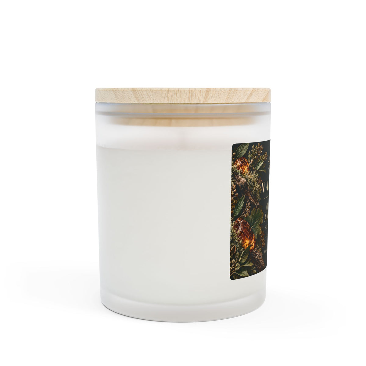 Oakmoss & Amber Frosted Glass Candle | Wooden Wick | 11oz