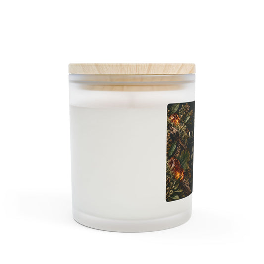 Oakmoss & Amber Frosted Glass Candle | Wooden Wick | 11oz
