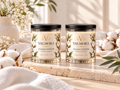 Valmora Clean Cotton Candle Set — 2-Piece Hand-Poured Scented Candles