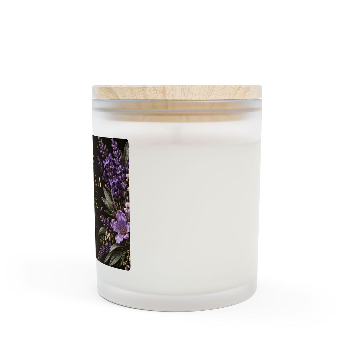 Lavender Frosted Glass Candle | Wooden Wick | 11oz