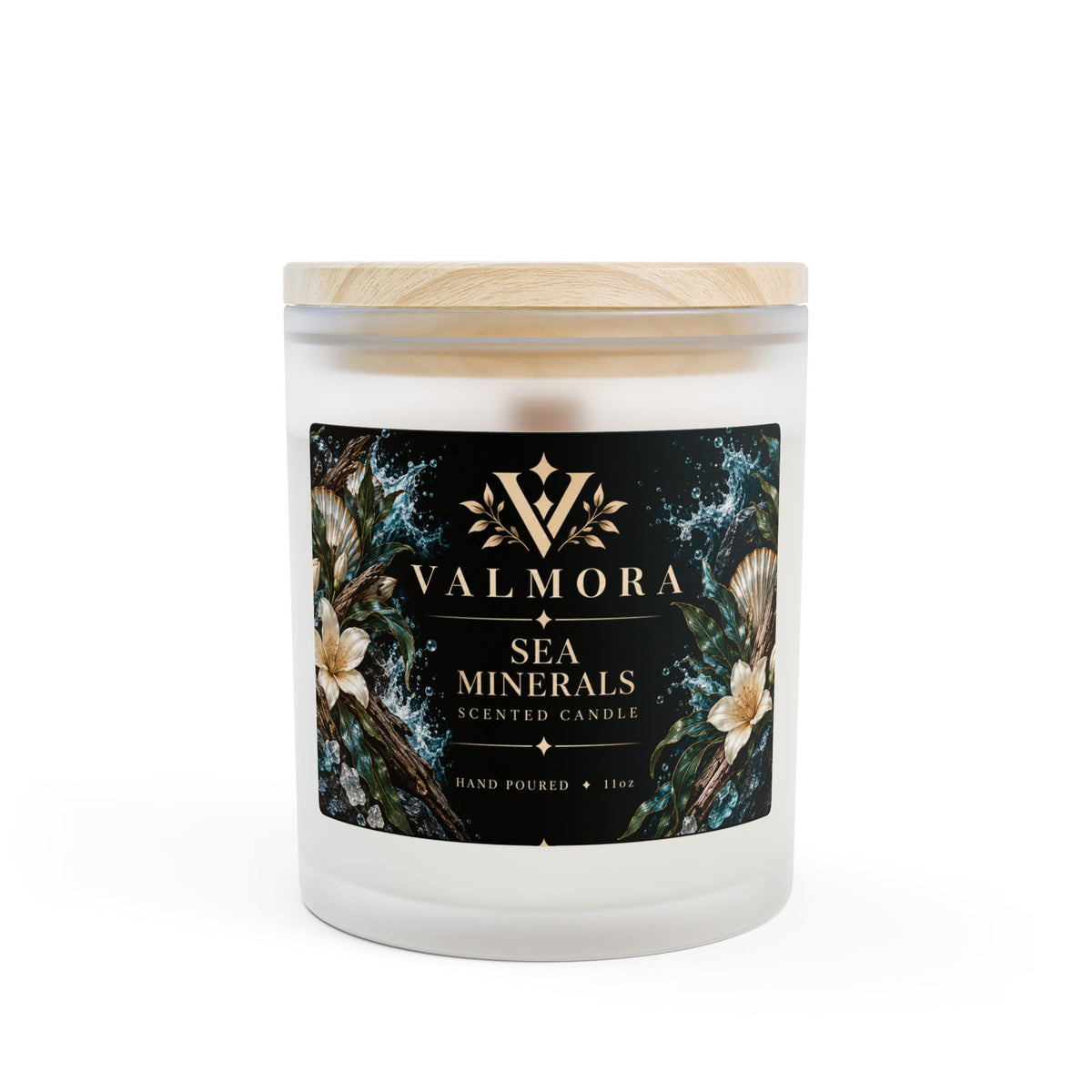 Sea Minerals Frosted Glass Candle | Wooden Wick | 11oz