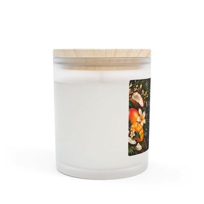 Mango Coconut Frosted Glass Candle | 11oz Wooden Wick Soy Candle