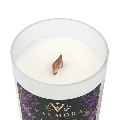 Lavender Frosted Glass Candle | Wooden Wick | 11oz