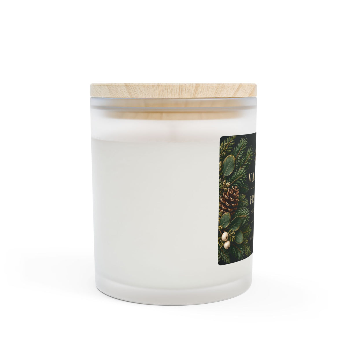 Fraser Fir Frosted Glass Candle | Wooden Wick | 11oz
