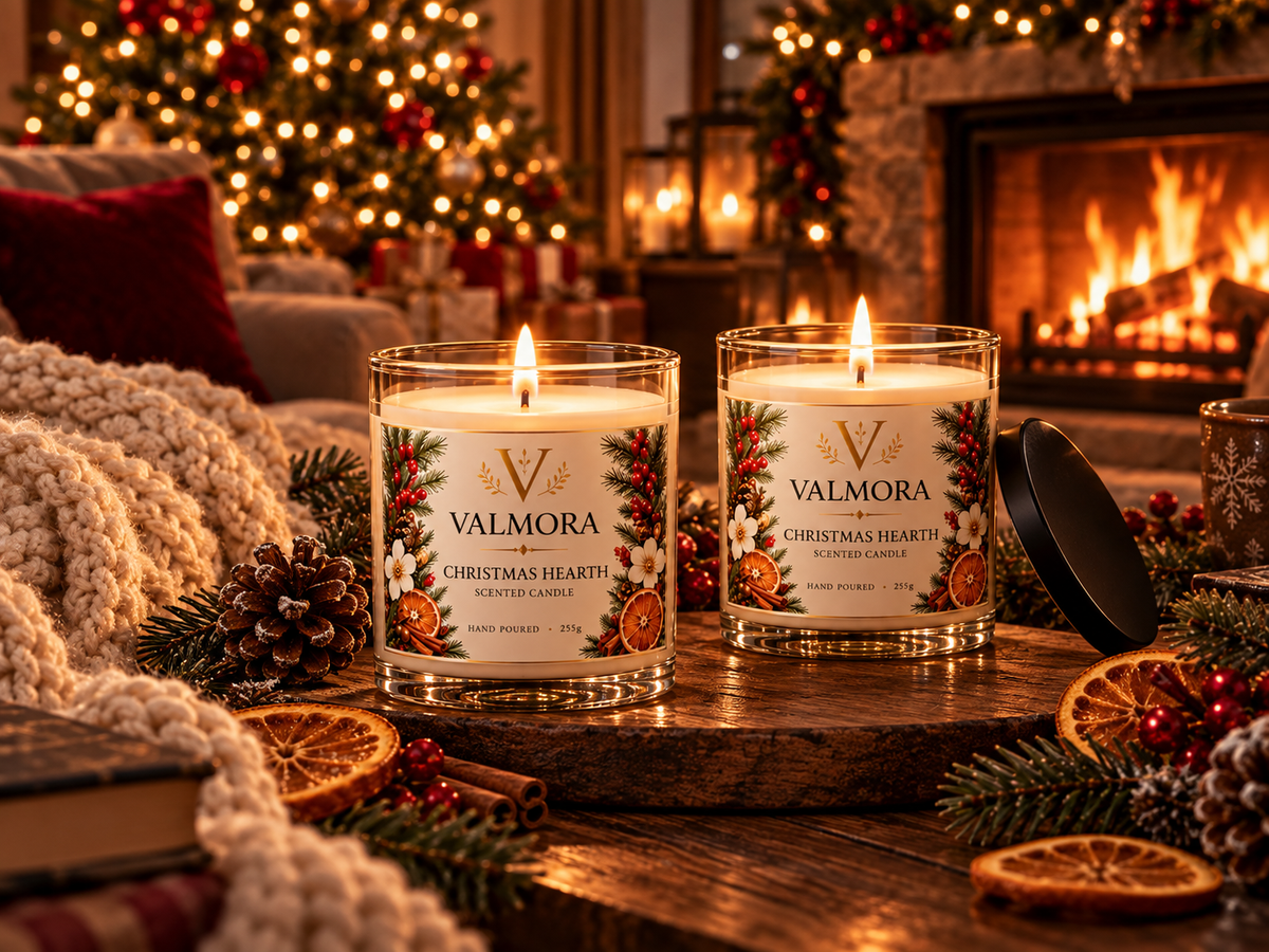 Christmas Hearth Candle Set — Festive Scented 2-Piece Gift
