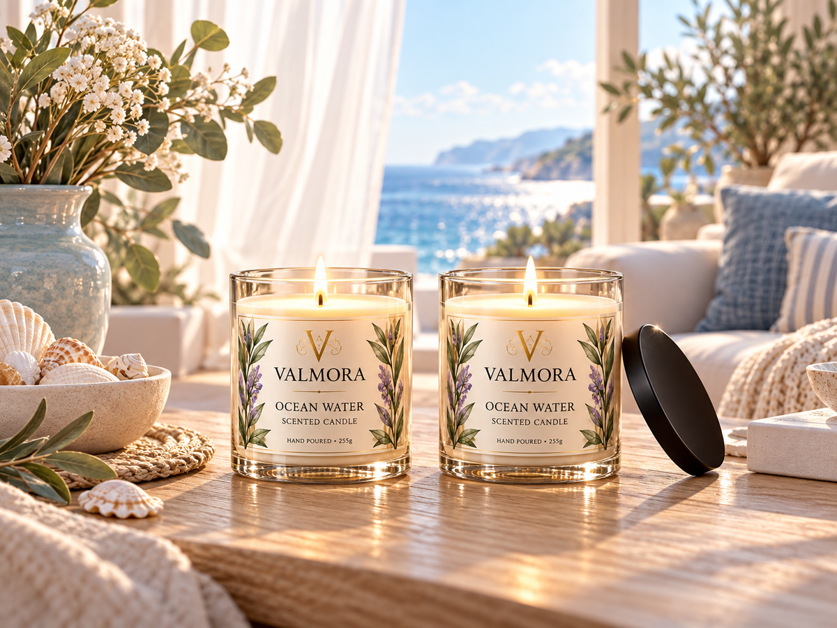 Ocean Water Scented Candle Set — Valmora 2-Piece Hand-Poured Gift