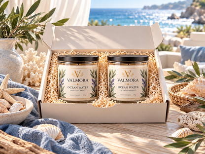 Ocean Water Scented Candle Set — Valmora 2-Piece Hand-Poured Gift