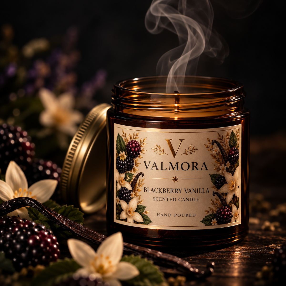 Blackberry Vanilla Scented Candle — Coconut Apricot Wax (4oz & 9oz)